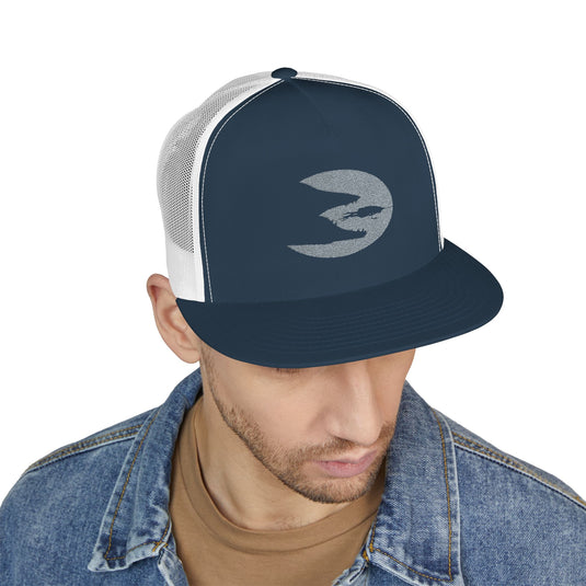 Translation missing: en.Navy/White Embroidered Flat Bill Snapback