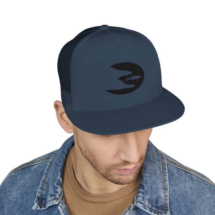 Translation missing: en.Navy Embroidered Flat Bill Snapback