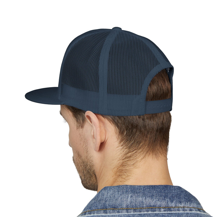 Translation missing: en.Navy Embroidered Flat Bill Snapback