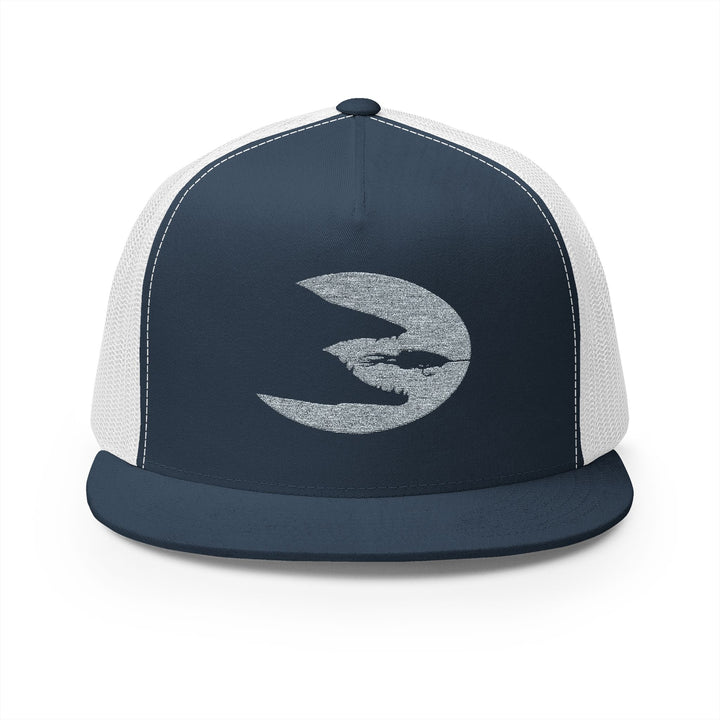Translation missing: en.Navy/White Embroidered Flat Bill Snapback