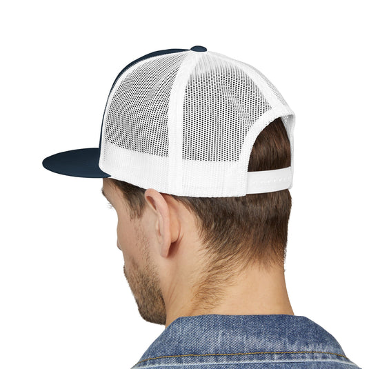 Translation missing: en.Navy/White Embroidered Flat Bill Snapback