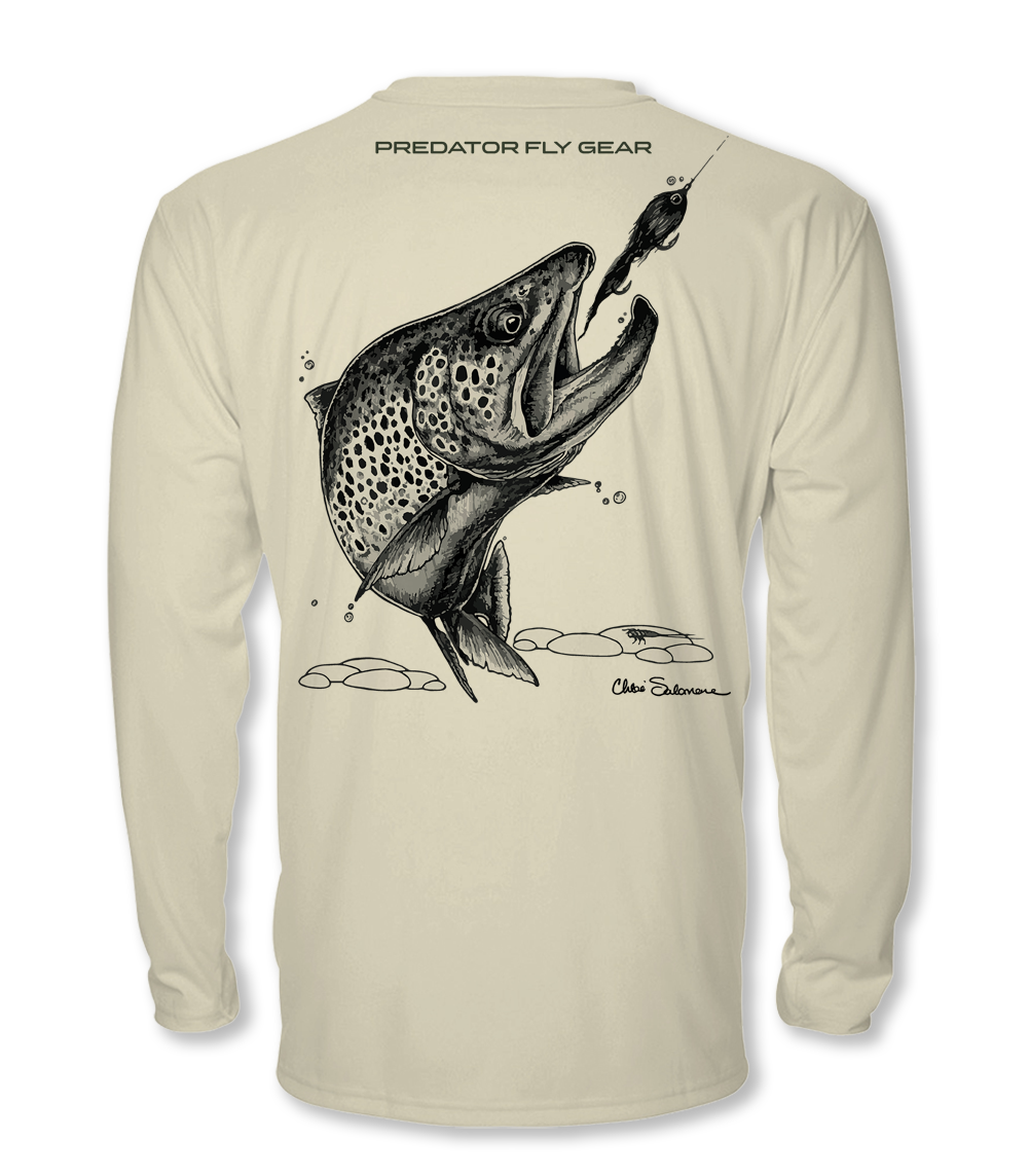 Swimming Brown Trout | Solar Long Sleeve Shirt - Fly Fishing Journeys
