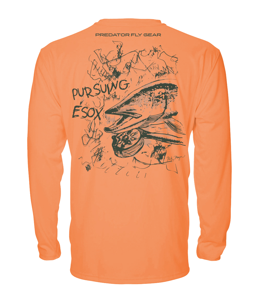 esox gear PURSUING ESOX Rugged Series UPF Shirt XL / Peacock Bass Orange